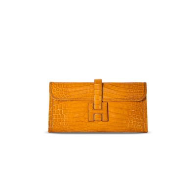 HERMES MASTER JIGE ELAN CLUTCH 29 CROCODILE ORANGE (29*15*3cm)